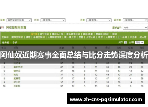 阿仙奴近期赛事全面总结与比分走势深度分析
