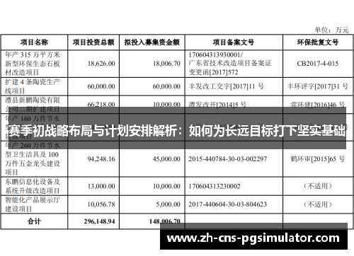 赛季初战略布局与计划安排解析：如何为长远目标打下坚实基础